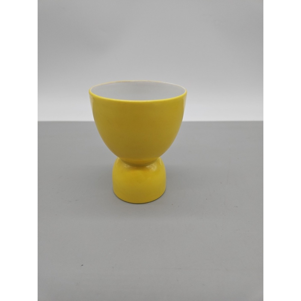 Vintage Japan Yellow Porcelain Double Egg Cup Okwan China Hand Painted